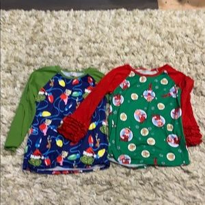 Christmas 2 set girls shirts sz XL or 6
